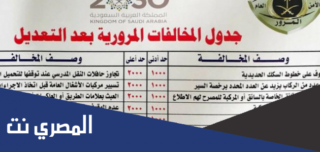 أسعار المخالفات المرورية 1442 بالمملكة العربية السعودية