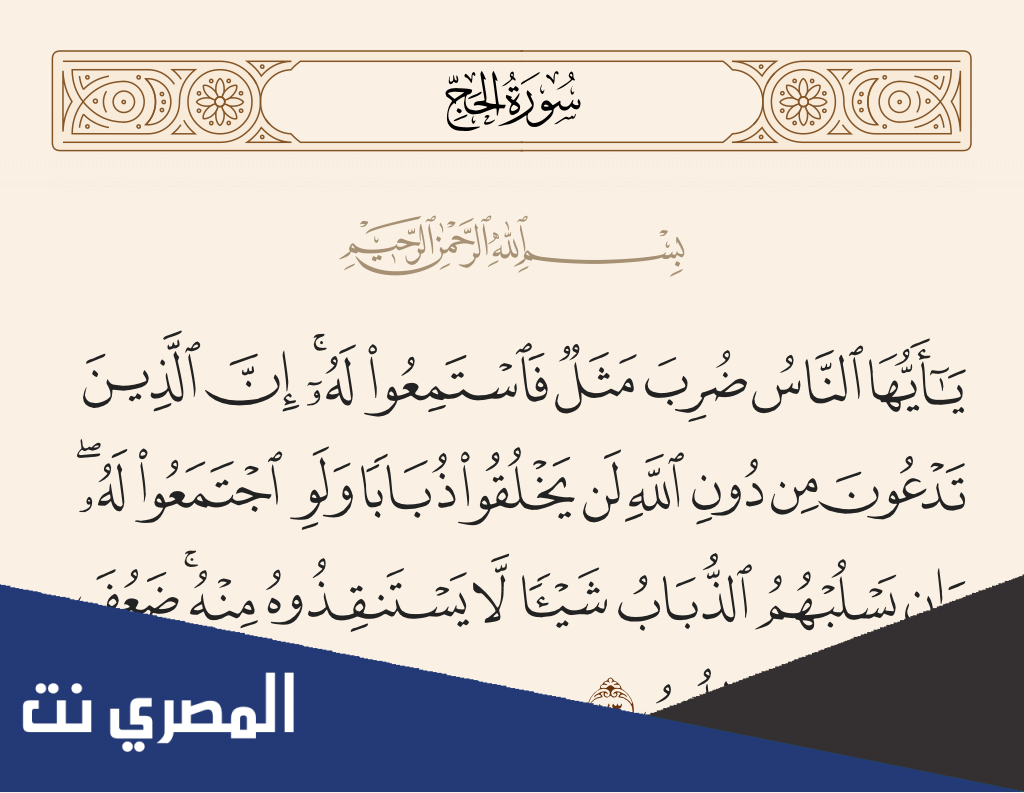 ما هي الآية التي ورد فيها اسم الذباب في سورة الحج