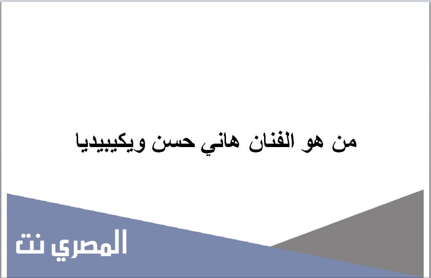 من هو الفنان هاني حسن ويكيبيديا