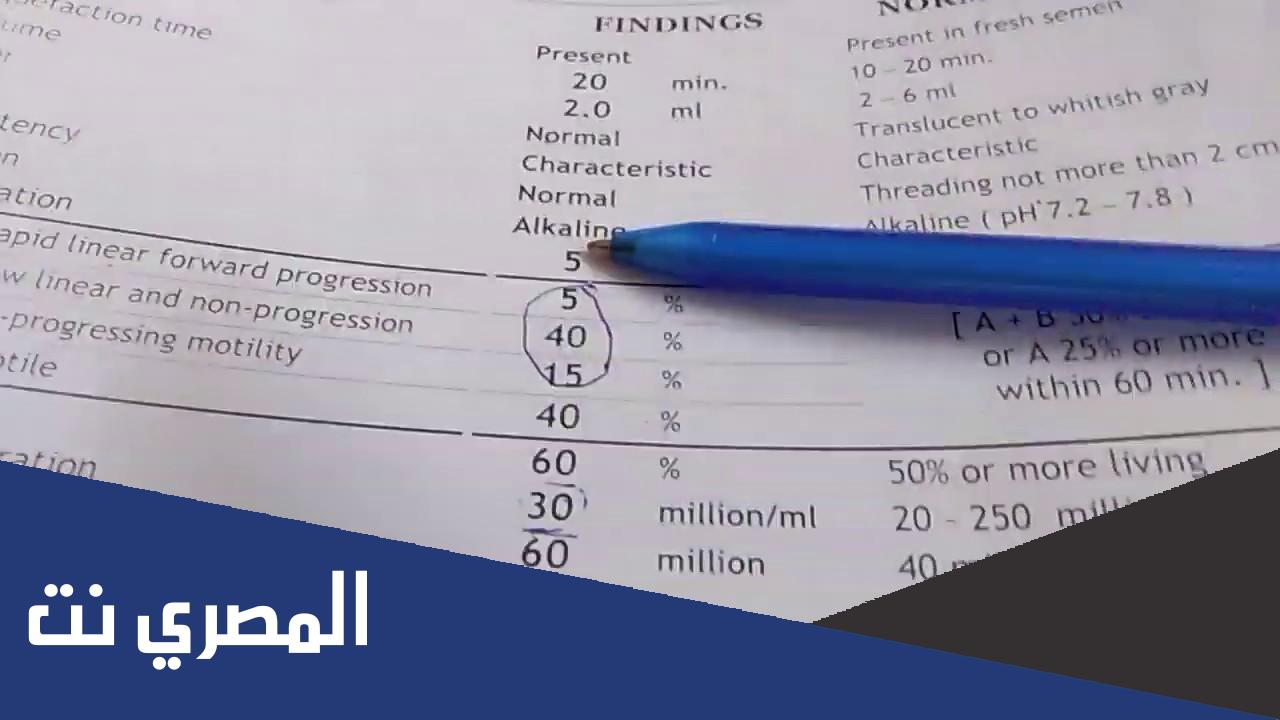 نموذج تحليل السائل المنوى الطبيعى بالعربي