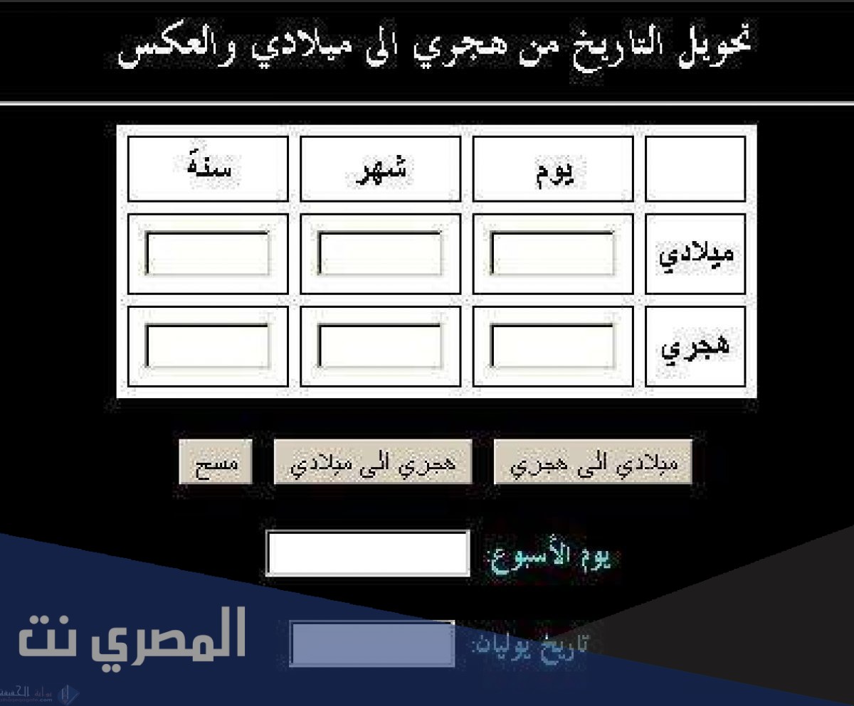 موضوع عن معادلة تحويل التاريخ من هجري الى ميلادي
