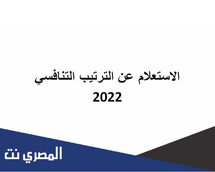 الاستعلام عن الترتيب التنافسي 2022