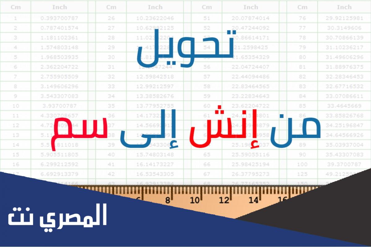 التحويل من انش الى سم