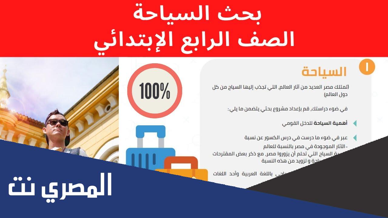 اهميه السياحه للدخل القومي للصف الرابع الابتدائي