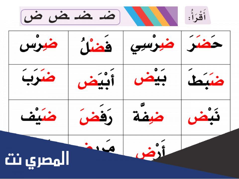 كلمات تحتوي على حرف الضاد