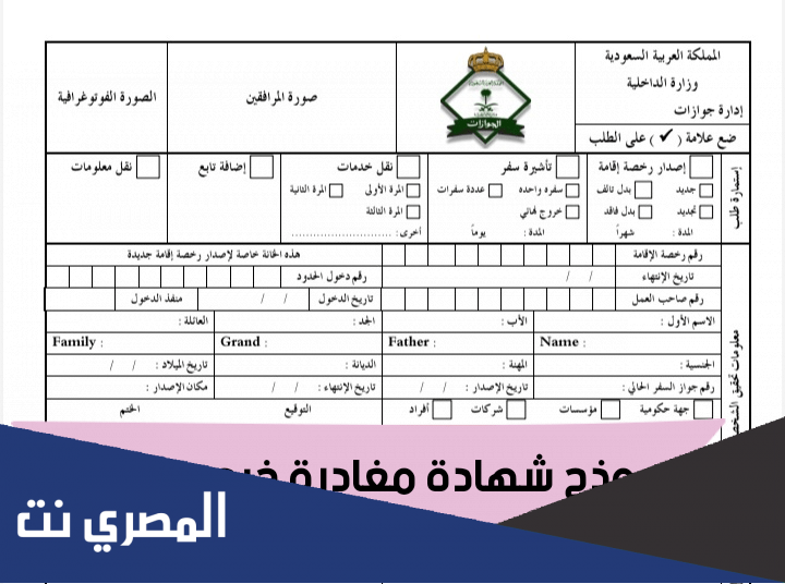 نموذج خرج ولم يعد الجوازات