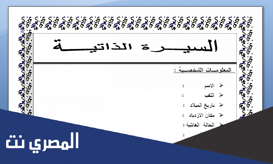 نموذج سيرة ذاتية جاهز للتعبئة pdf