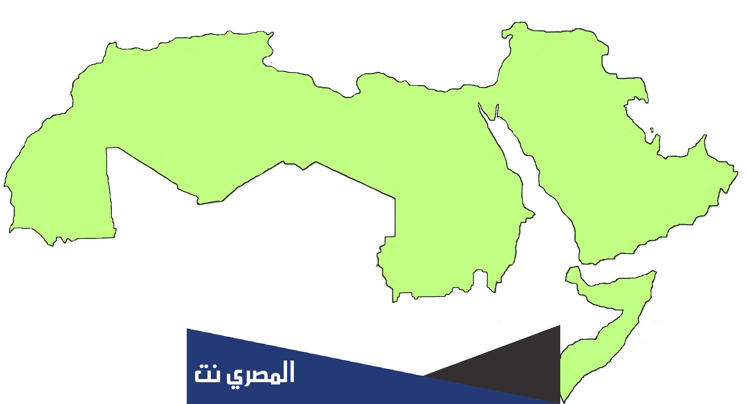 خريطة الوطن العربي الجديدة بالتفصيل صماء وملونة بدقة عالية