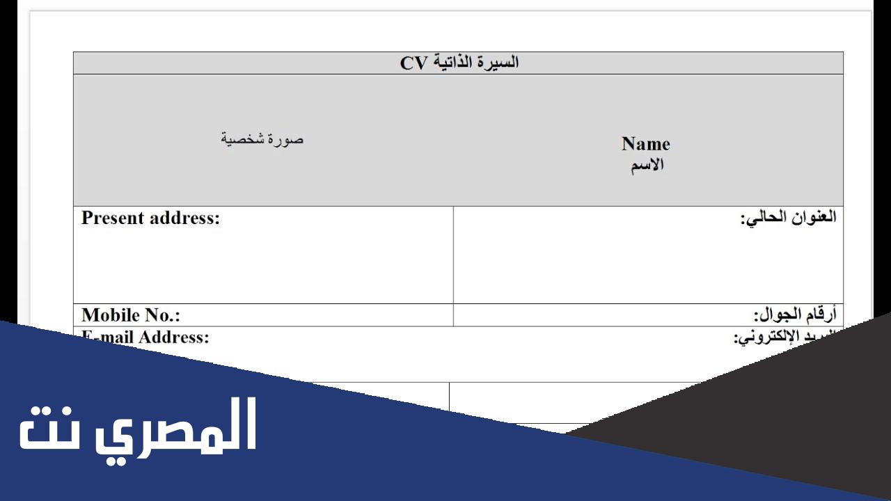 نموذج السيرة الذاتية بالعربي word جاهز