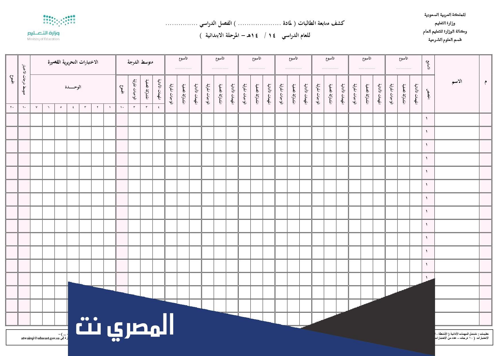 نموذج غلاف سجل متابعة قابل للتعديل 1444