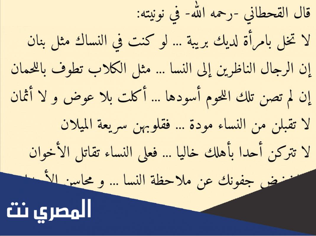 معلومات عن نونية القحطاني