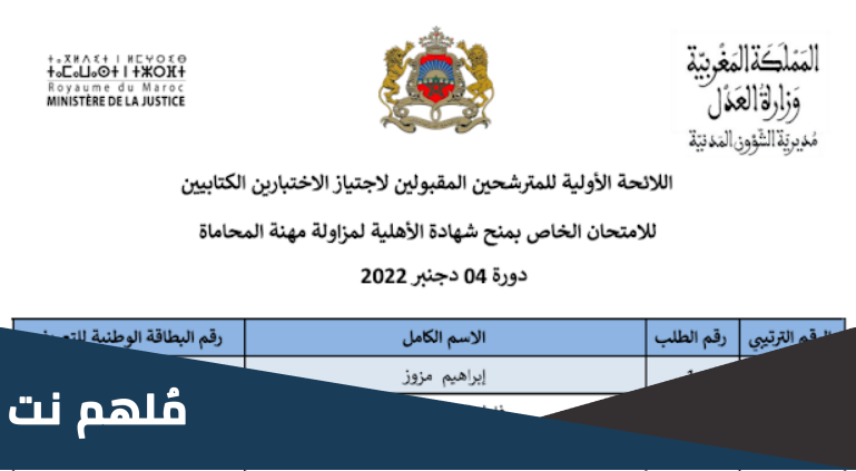 لائحة الناجحين في مباراة المحاماة 2023