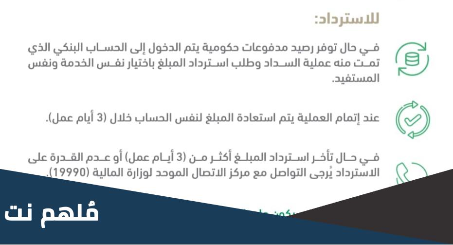 كم مدة استرداد المدفوعات الحكومية